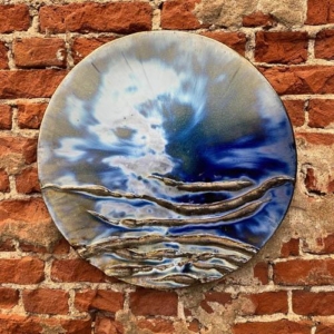Plate 56 cm bleu grey landscape
