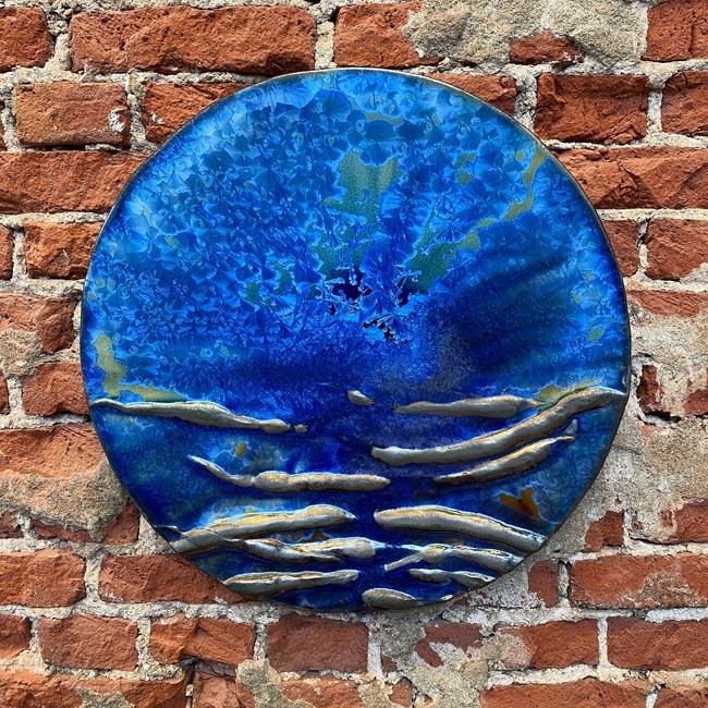 Plate 56 cm blue chrystal