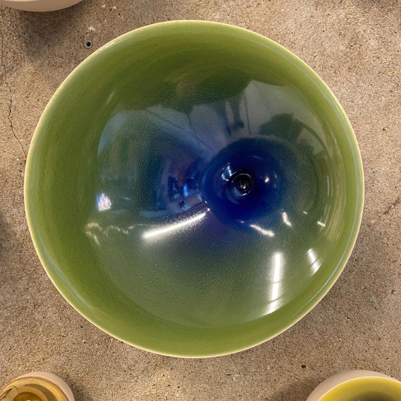 Puntkom 25 cm blauw groen pearl (k)